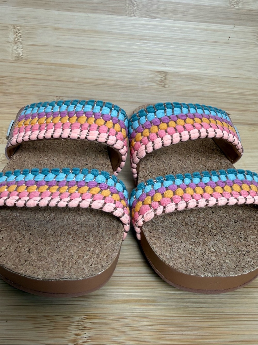 Reef Women’s Cork Slide Sandals Size 9 Colorful Woven Double Strap Comfort - Picture 3 of 9